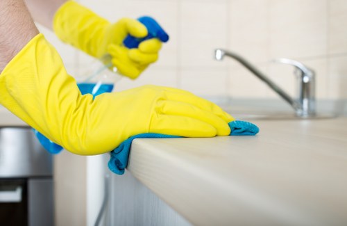 Professional preparing for carpet cleaning
