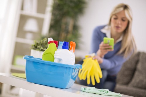 Eco-friendly carpet cleaning solutions being applied